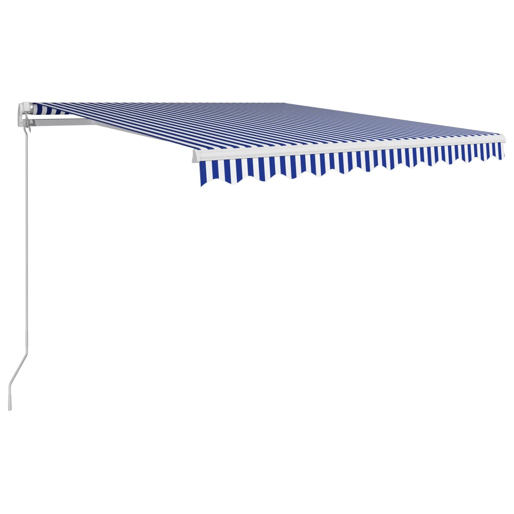 Manuaalisesti sisäänkelattava markiisi 300x250 cm sinivalkoinen - Sisustajankoti.fi