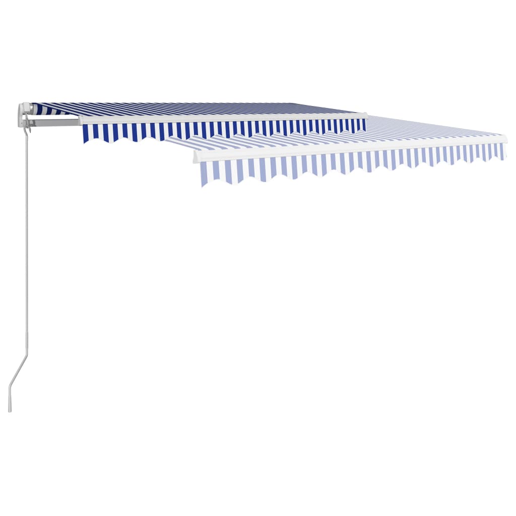 Manuaalisesti sisäänkelattava markiisi 300x250 cm sinivalkoinen - Sisustajankoti.fi