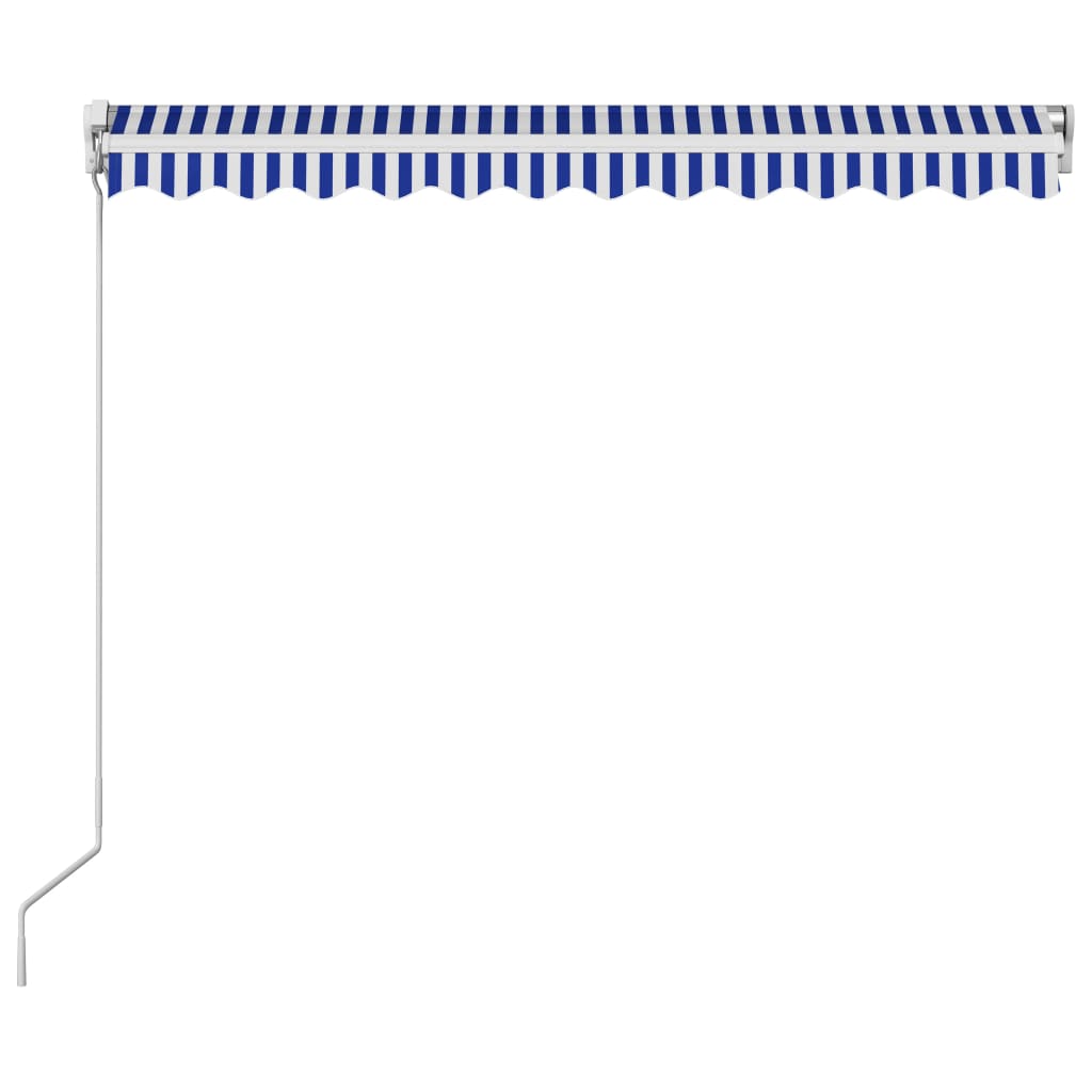 Manuaalisesti sisäänkelattava markiisi 300x250 cm sinivalkoinen - Sisustajankoti.fi