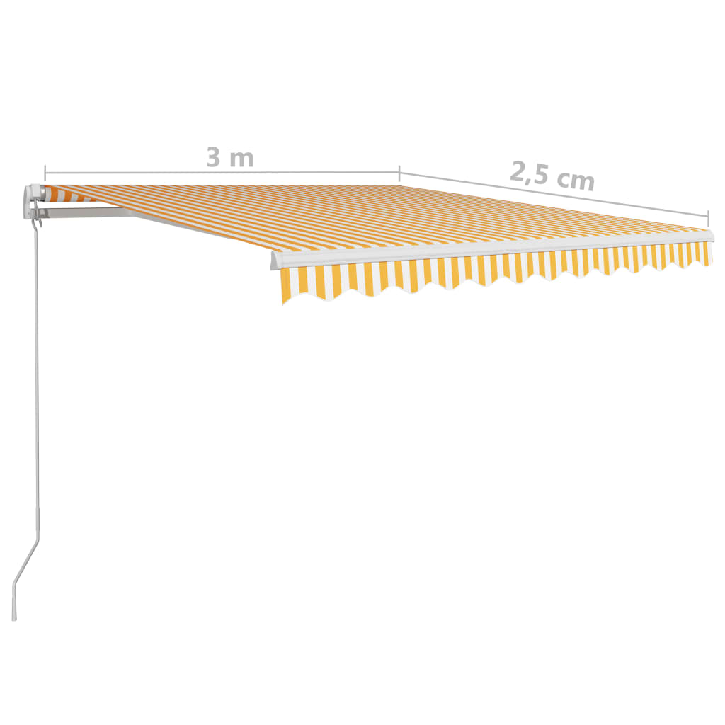 Manuaalisesti sisäänkelattava markiisi 300x250cm keltavalkoinen - Sisustajankoti.fi