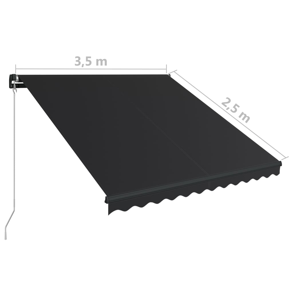 Manuaalisesti sisäänkelattava markiisi 350x250 cm antrasiitti - Sisustajankoti.fi