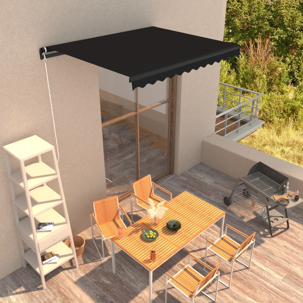 Manuaalisesti sisäänkelattava markiisi 350x250 cm antrasiitti - Sisustajankoti.fi
