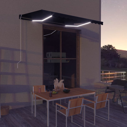 Sisäänkelattava markiisi tuulisensori/LED 350x250cm antrasiitti - Sisustajankoti.fi