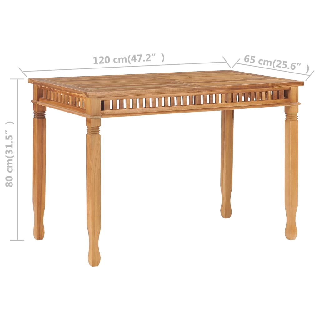 Puutarhan ruokapöytä 120x65x80 cm täysi tiikki - Sisustajankoti.fi