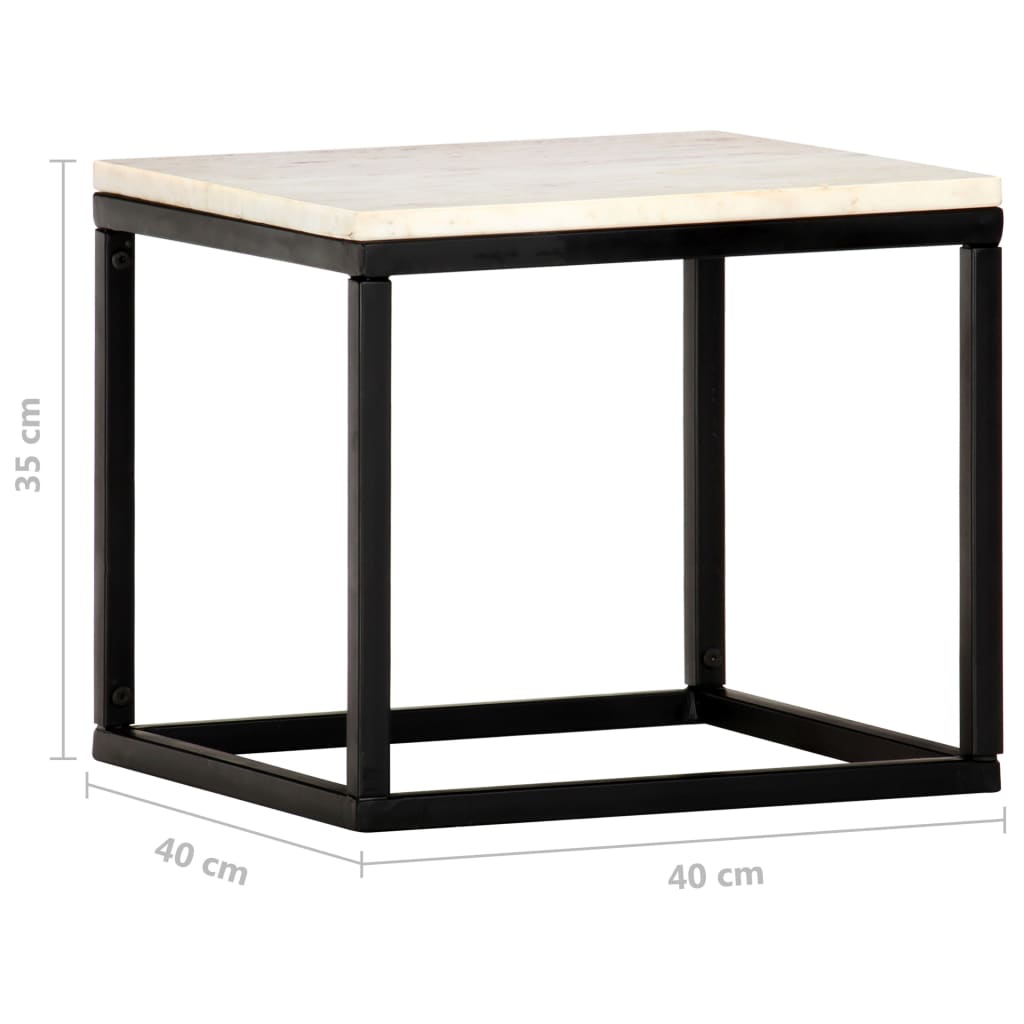 Sohvapöytä valkoinen 40x40x35 cm aito kivi marmorikuviolla - Sisustajankoti.fi