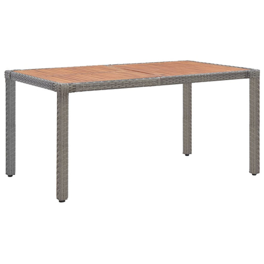 Puutarhapöytä harmaa 150x90x75 cm polyrottinki ja akaasiapuu - Sisustajankoti.fi