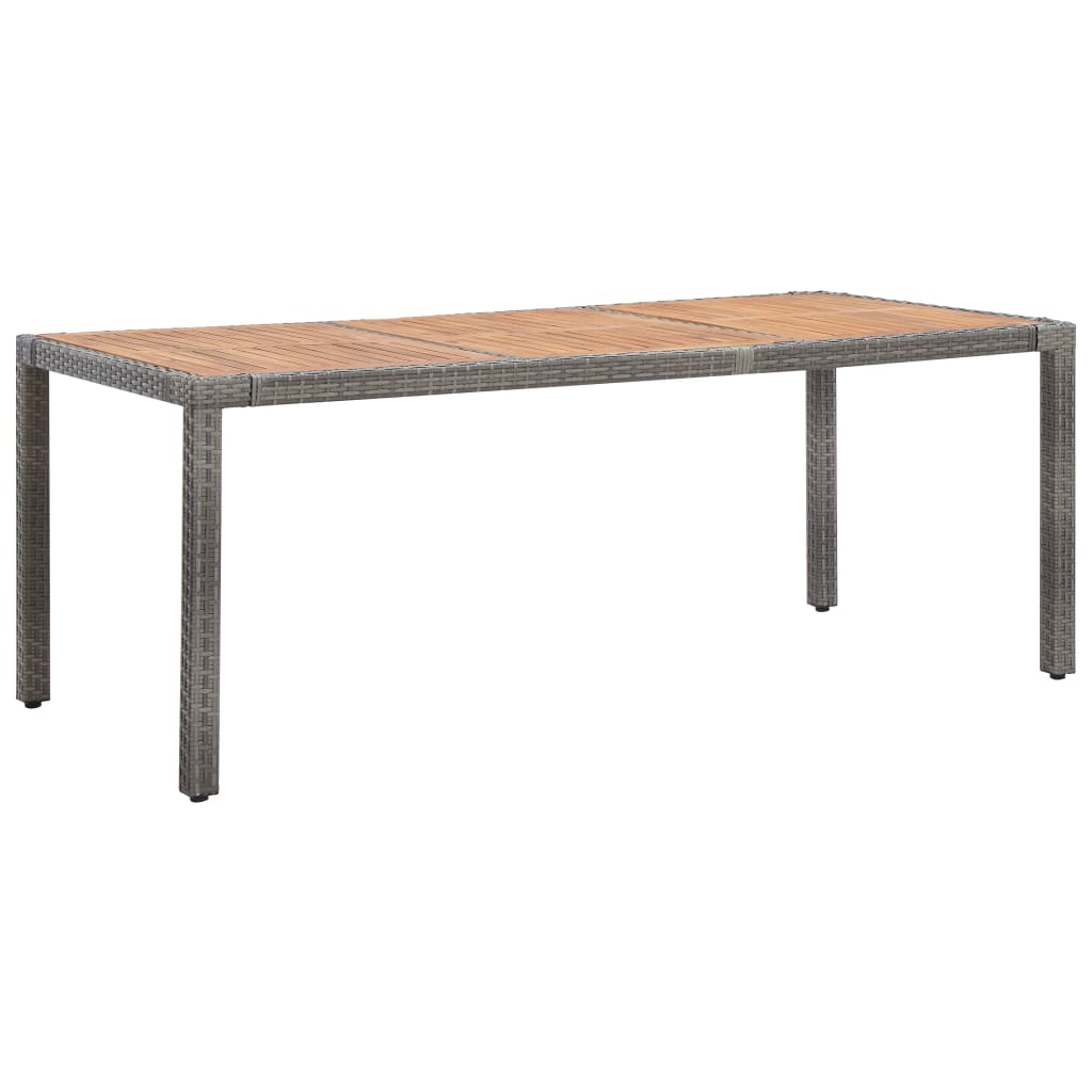 Puutarhapöytä harmaa 190x90x75 cm polyrottinki ja akaasiapuu - Sisustajankoti.fi