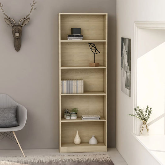 5-tasoinen kirjahylly Sonoma-tammi 60x24x175 cm - Sisustajankoti.fi