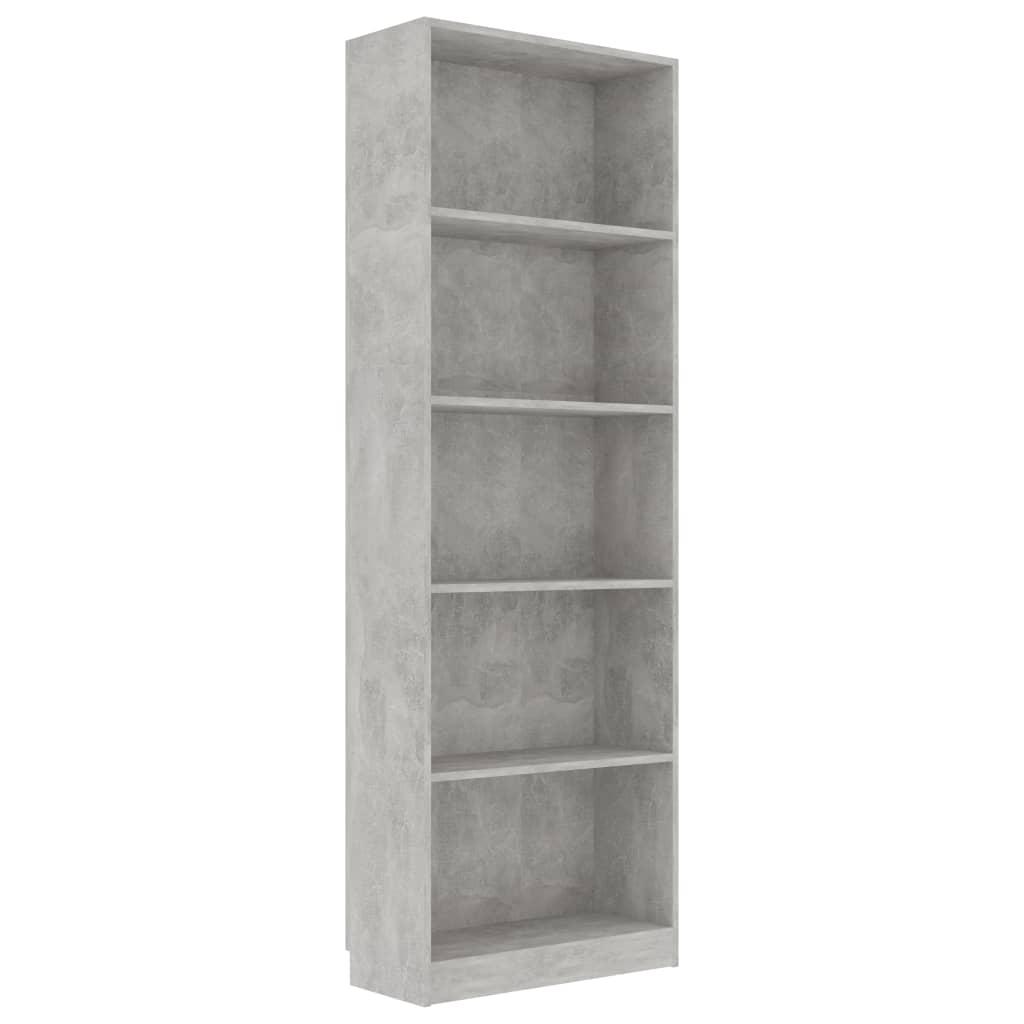 5-tasoinen kirjahylly betoninharmaa 60x24x175 cm - Sisustajankoti.fi