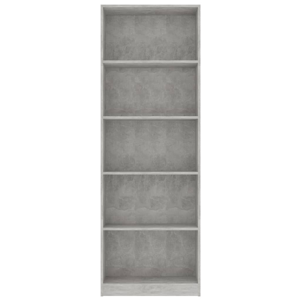 5-tasoinen kirjahylly betoninharmaa 60x24x175 cm - Sisustajankoti.fi