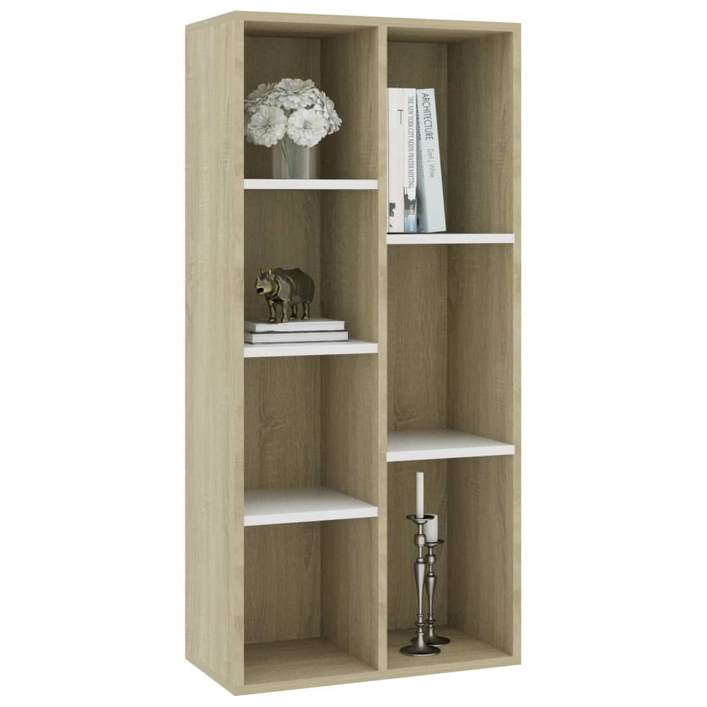 Kirjahylly valkoinen ja Sonoma-tammi 50x25x106 cm - Sisustajankoti.fi