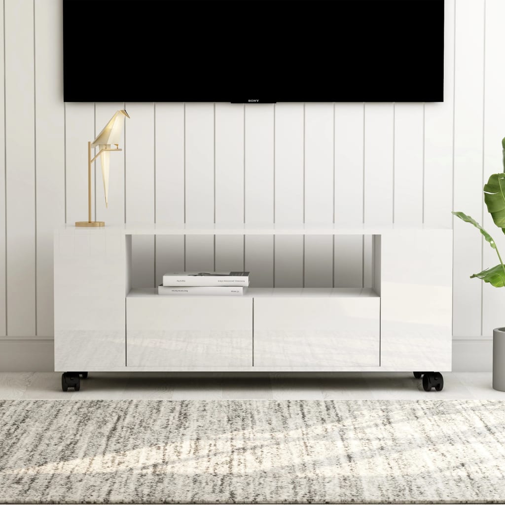 TV-taso korkeakiilto valkoinen 120x35x43 cm - Sisustajankoti.fi