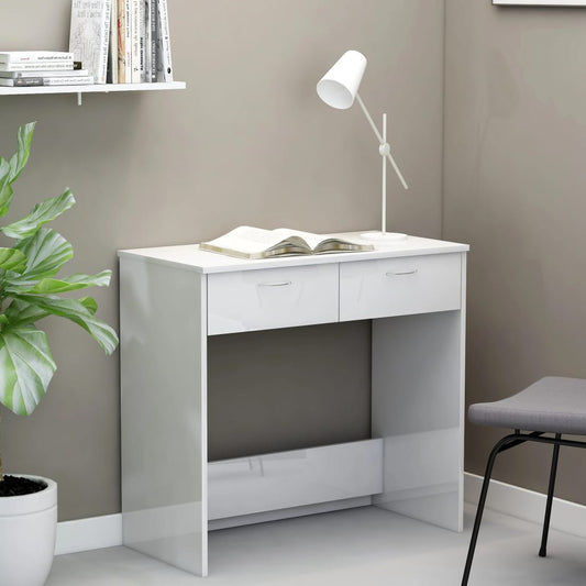 Työpöytä korkeakiilto valkoinen 80x40x75 cm - Sisustajankoti.fi