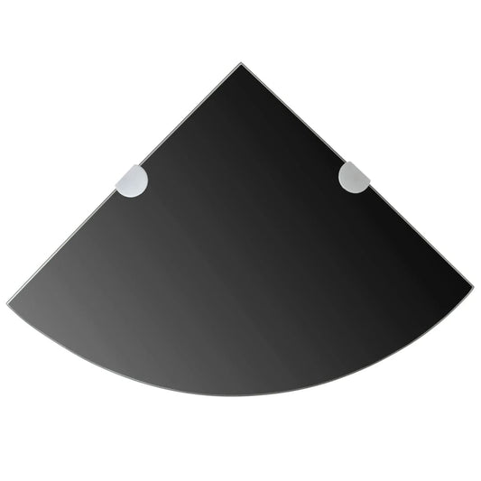 Kulmahyllyt 2 kpl kromisilla kiinnikkeillä musta lasi 25x25 cm - Sisustajankoti.fi
