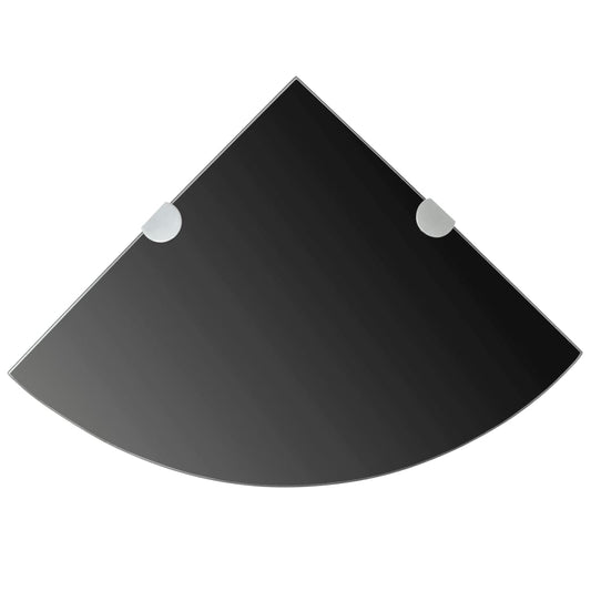 Kulmahyllyt 2 kpl kromisilla kiinnikkeillä musta lasi 35x35 cm - Sisustajankoti.fi