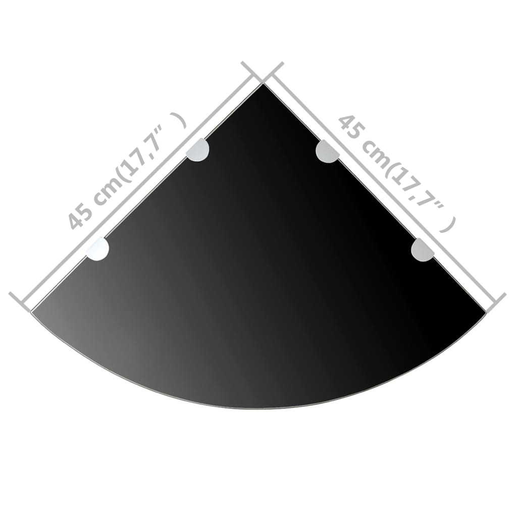 Kulmahyllyt 2 kpl kromisilla kiinnikkeillä musta lasi 45x45 cm - Sisustajankoti.fi