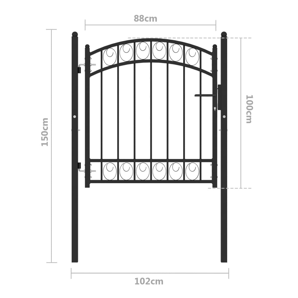 Puutarhaportti kaareva yläosa teräs 100x100 cm musta - Sisustajankoti.fi