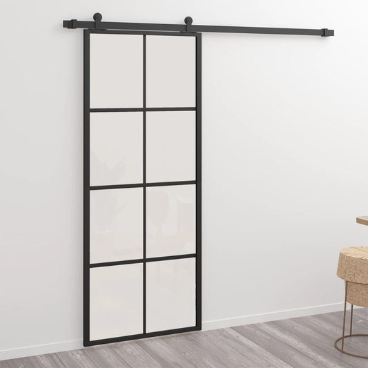 Liukuovi alumiini ja ESG-lasi 76x205 cm musta - Sisustajankoti.fi