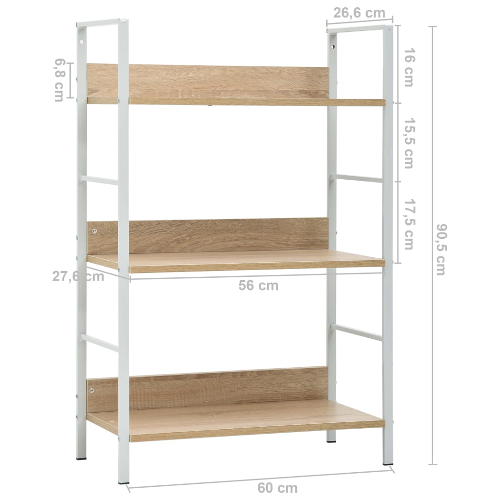3-tasoinen kirjahylly tammi 60x27,6x90,5 cm - Sisustajankoti.fi