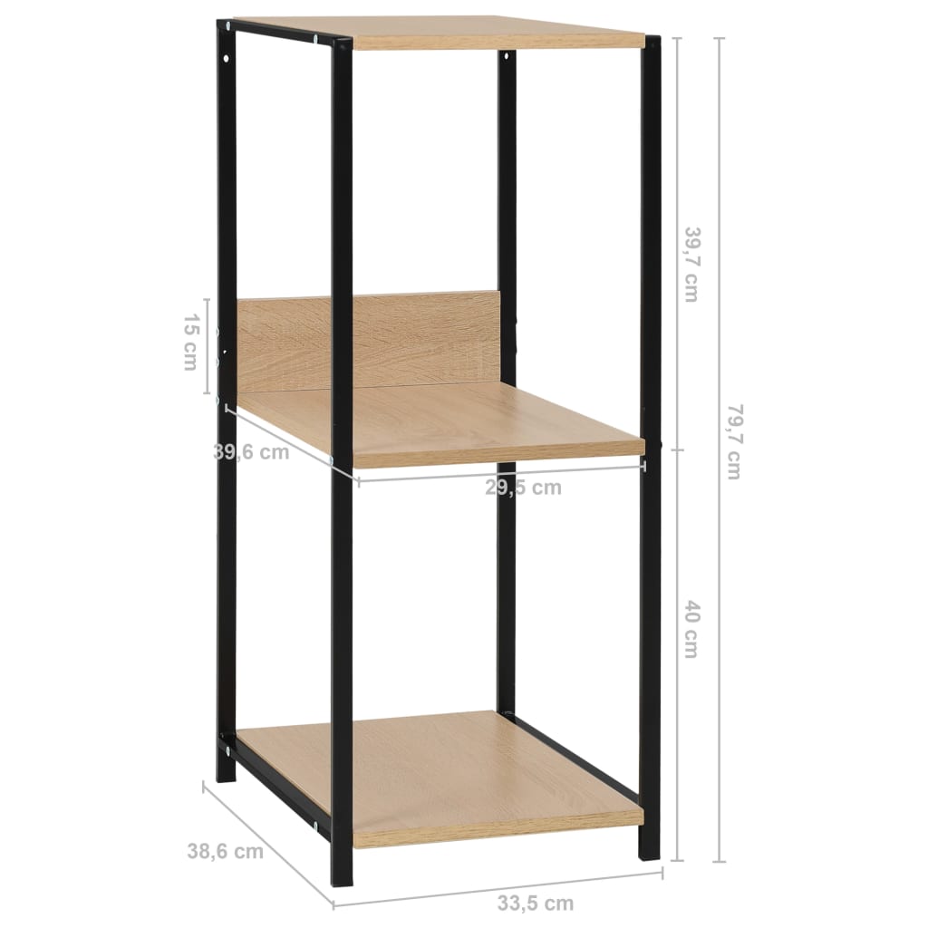 Pieni suora kirjahylly musta/tammi 33,5x39,6x79,7 cm - Sisustajankoti.fi