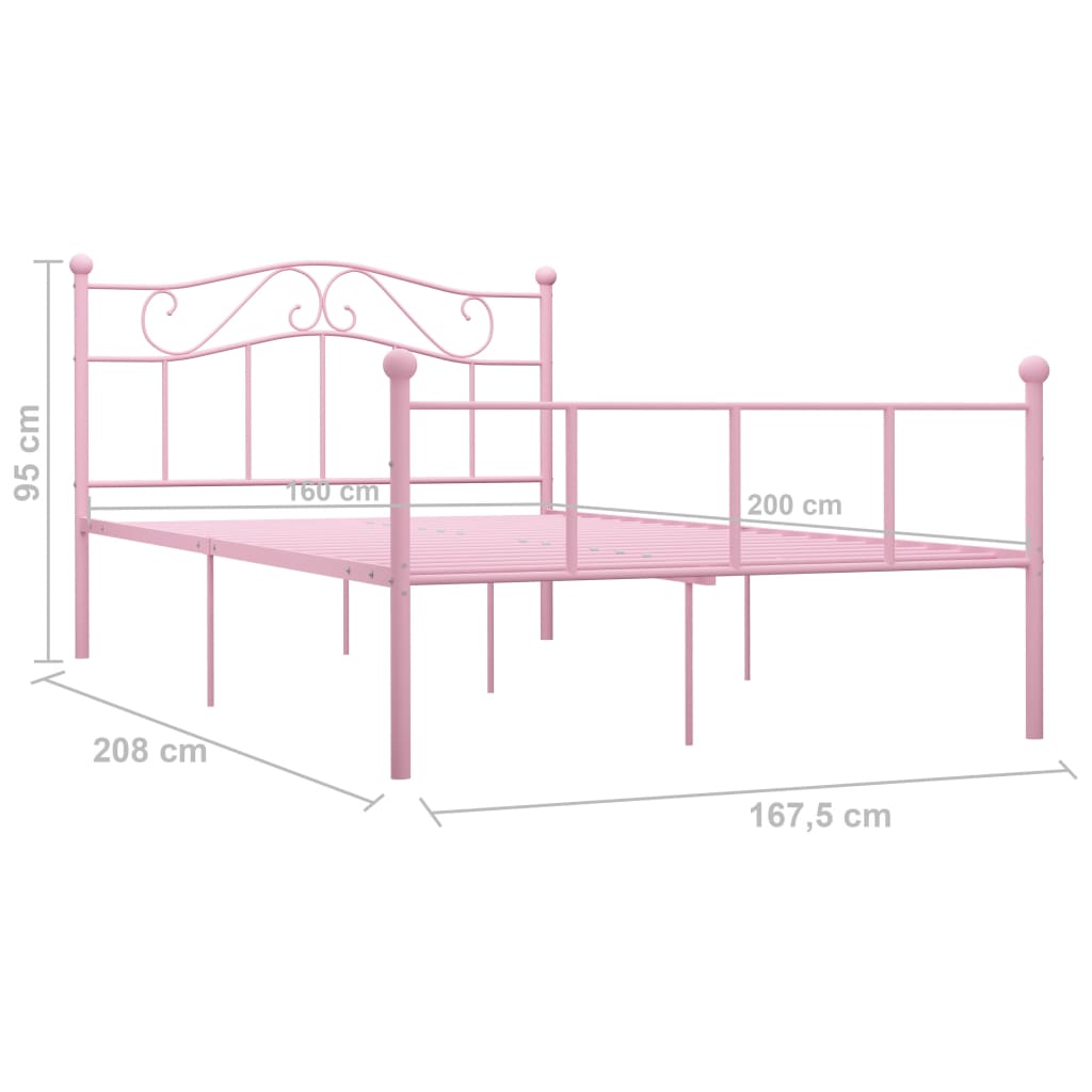 Sängynrunko pinkki metalli 160x200 cm - Sisustajankoti.fi