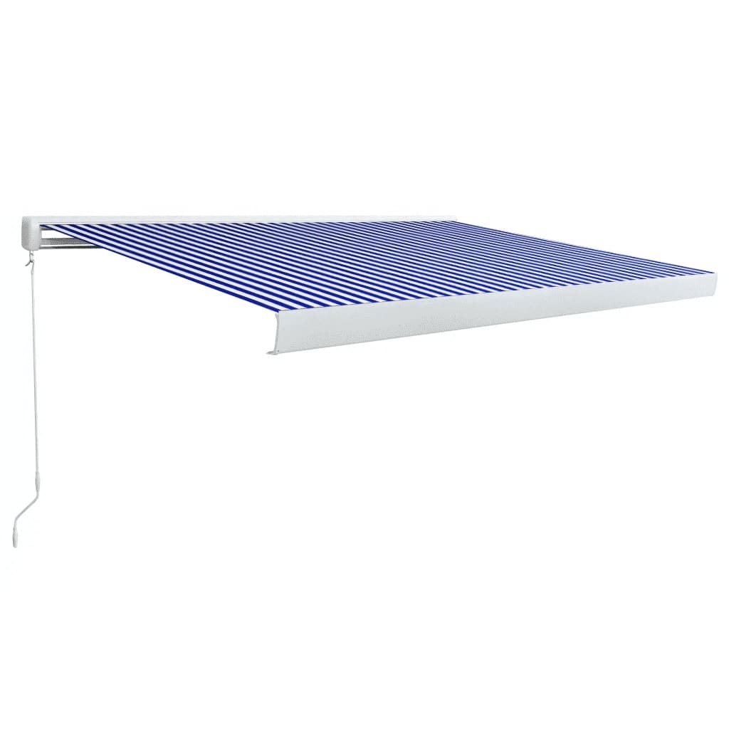 Manuaalinen kasettimarkiisi 350x250 cm sininen ja valkoinen - Sisustajankoti.fi