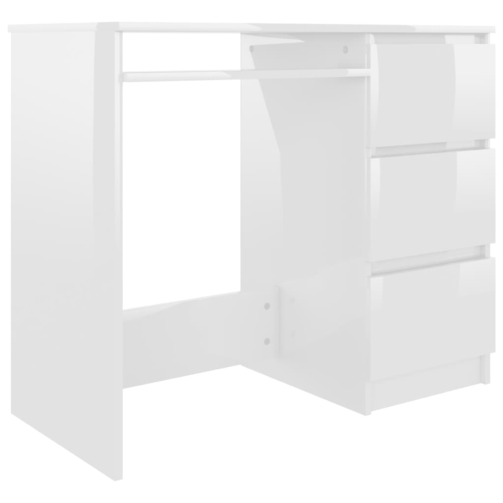 Työpöytä korkeakiilto valkoinen 90x45x76 cm - Sisustajankoti.fi