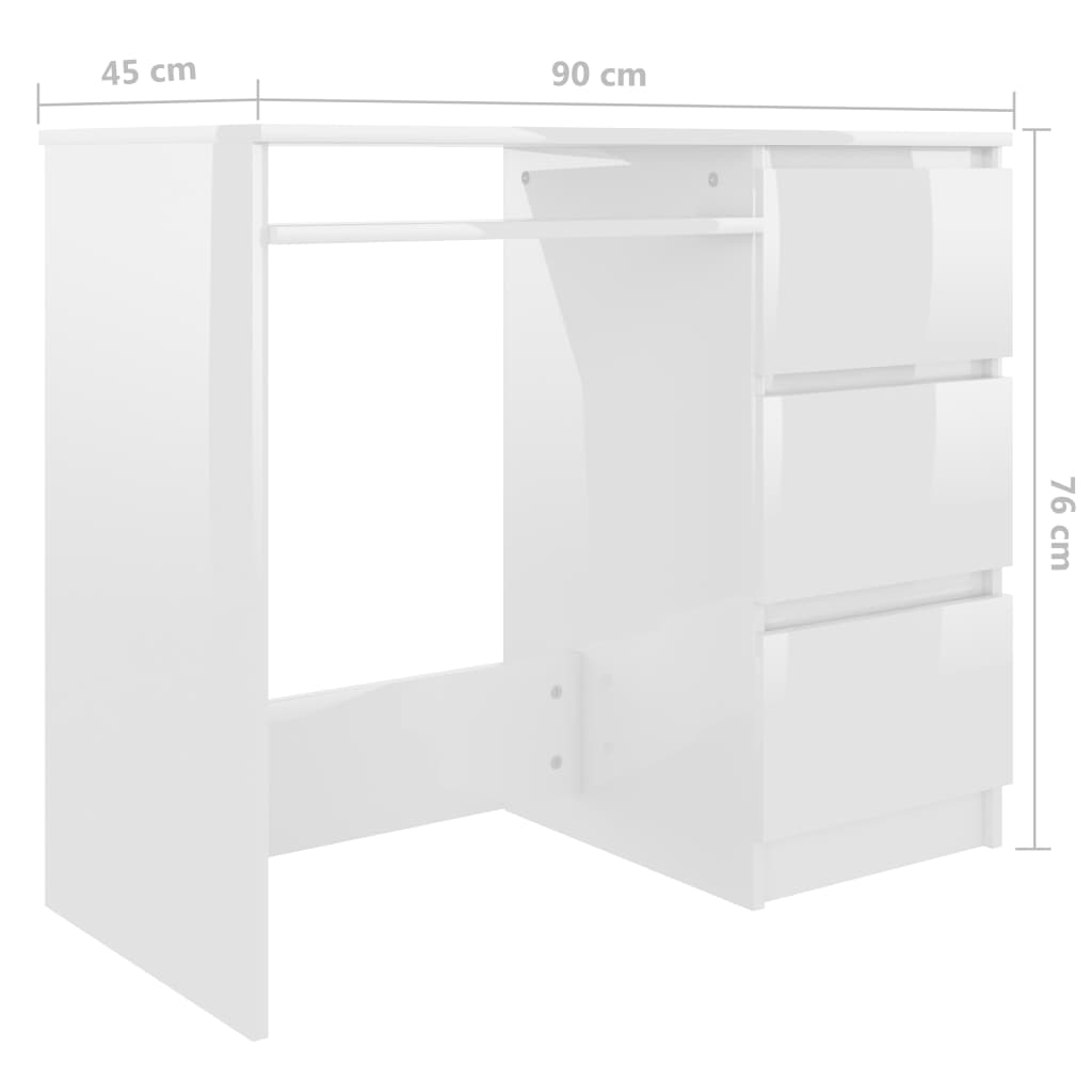 Työpöytä korkeakiilto valkoinen 90x45x76 cm - Sisustajankoti.fi