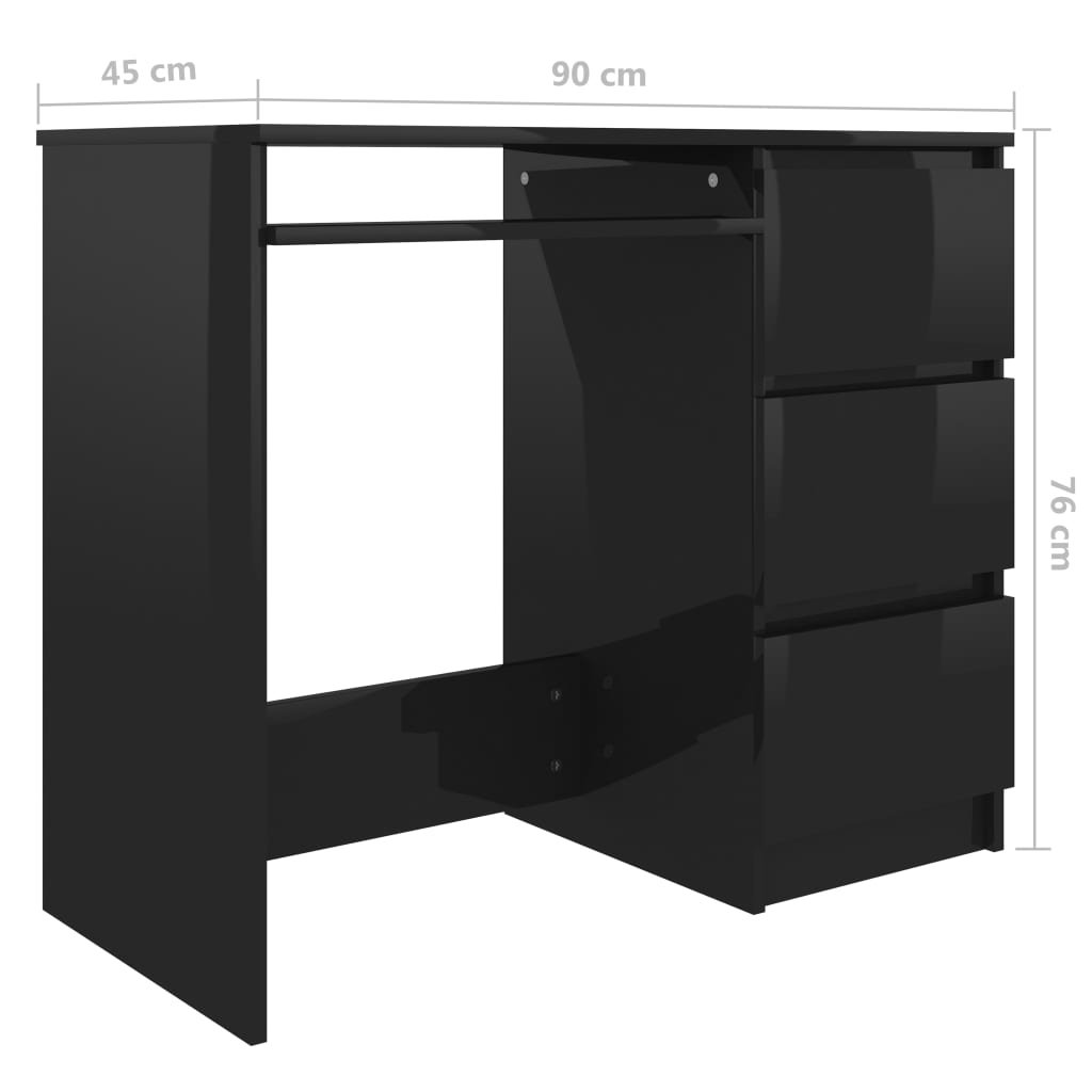 Työpöytä korkeakiilto musta 90x45x76 cm - Sisustajankoti.fi
