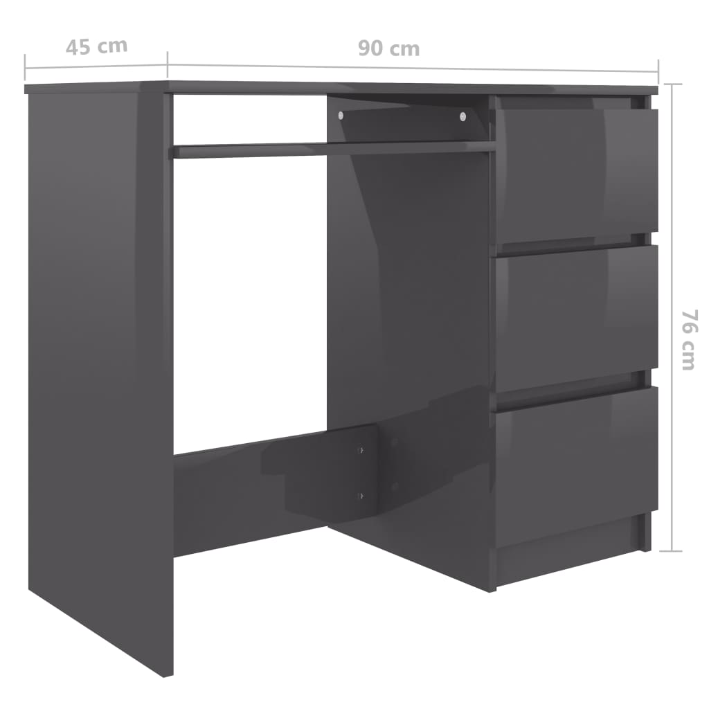 Työpöytä korkeakiilto harmaa 90x45x76 cm - Sisustajankoti.fi