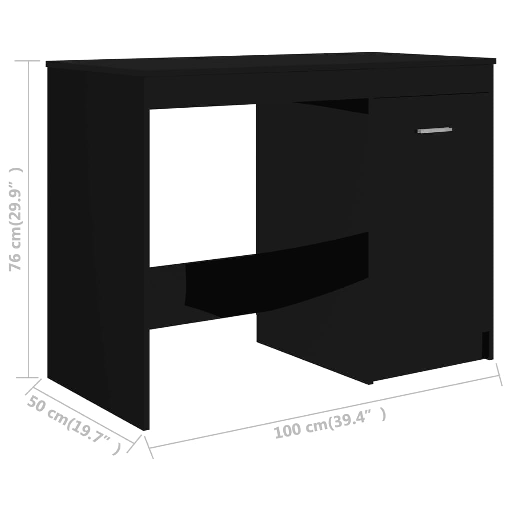 Työpöytä korkeakiilto musta 100x50x76 cm - Sisustajankoti.fi