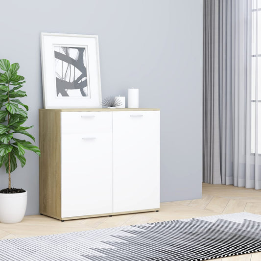 Senkki valkoinen ja Sonoma-tammi 80x36x75 cm - Sisustajankoti.fi