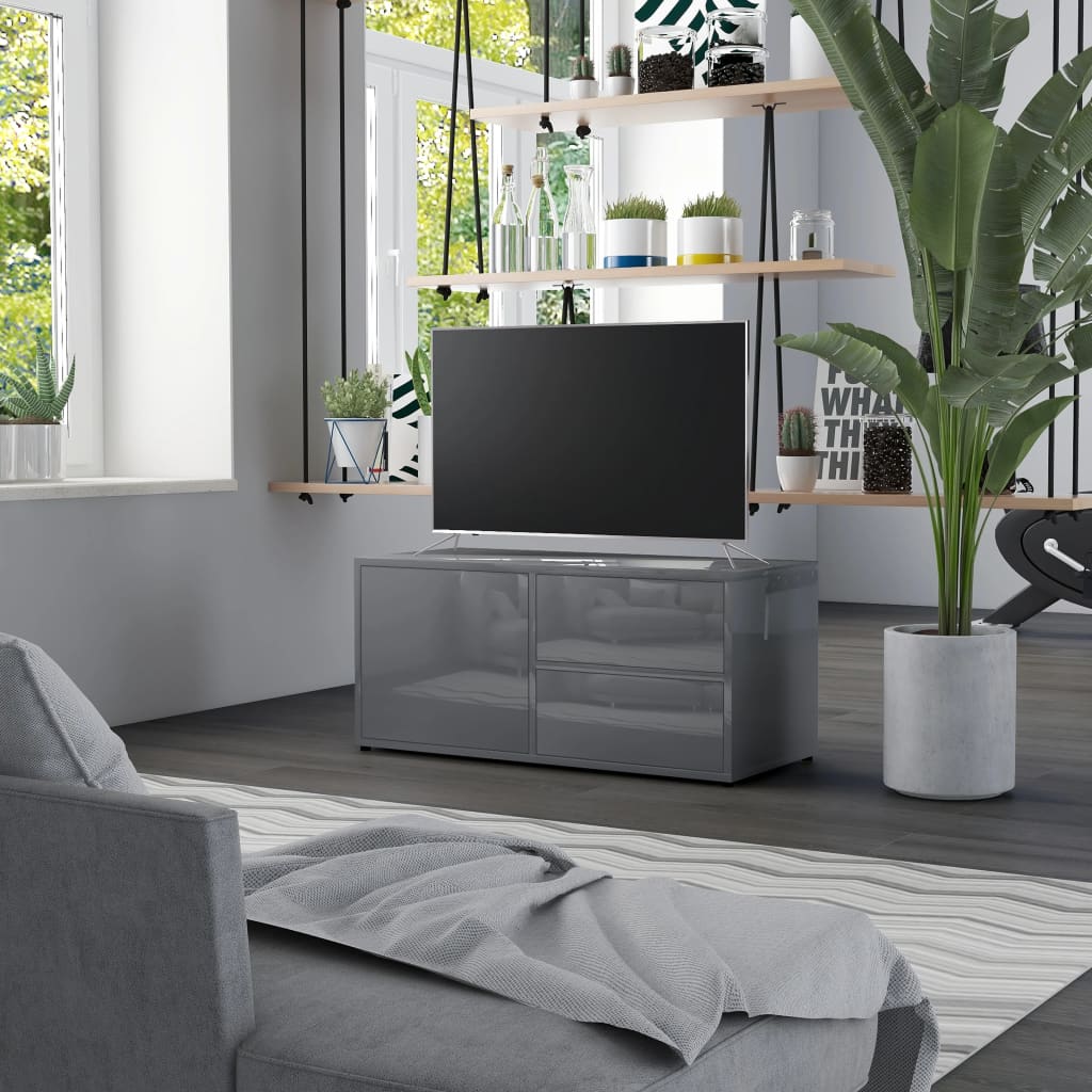 TV-taso korkeakiilto harmaa 80x34x36 cm - Sisustajankoti.fi