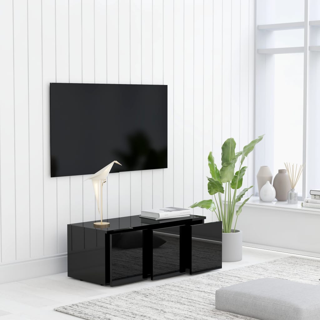 TV-taso korkeakiilto musta 80x34x30 cm - Sisustajankoti.fi
