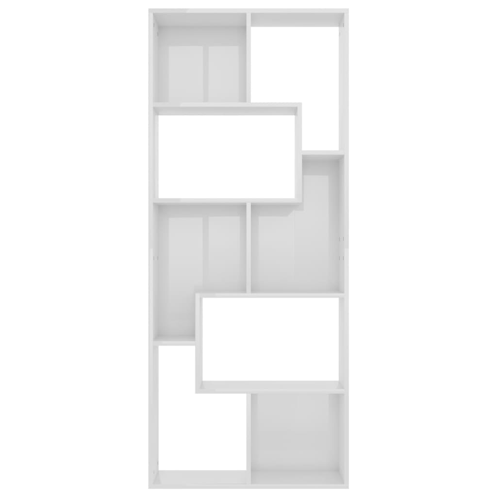 Kirjahylly korkeakiilto valkoinen 67x24x161 cm - Sisustajankoti.fi