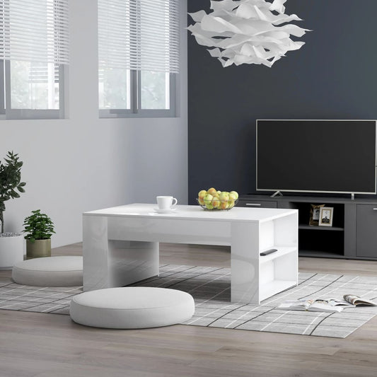 Sohvapöytä korkeakiilto valkoinen 100x60x42 cm - Sisustajankoti.fi