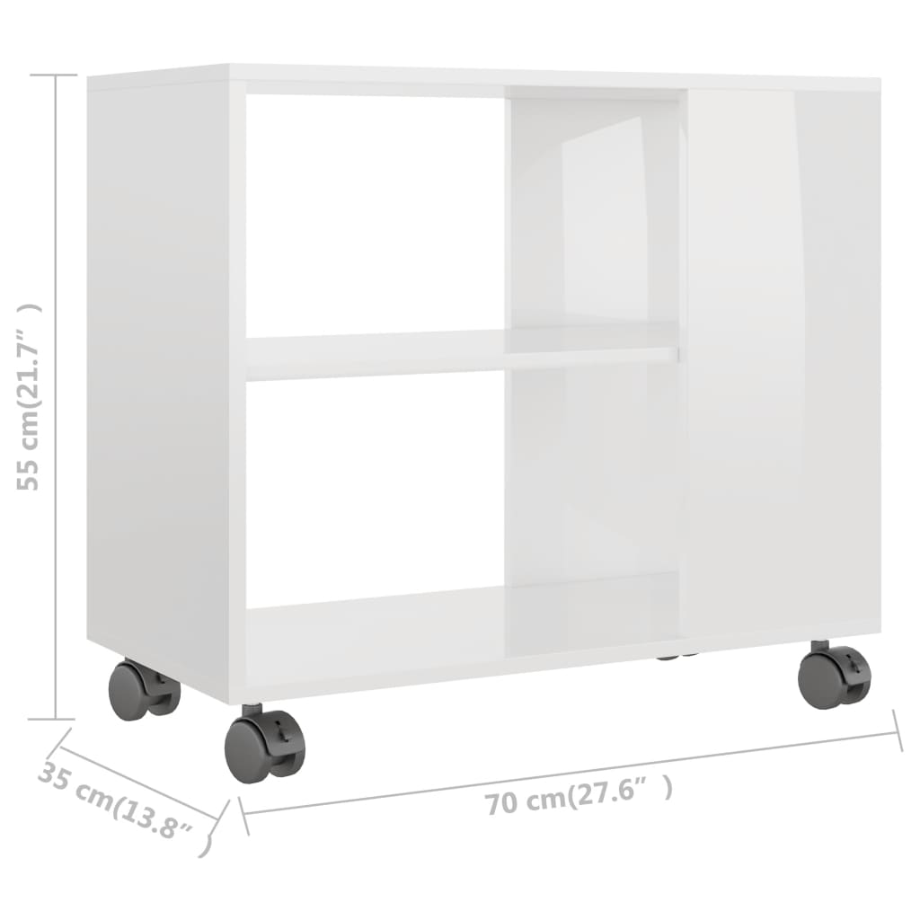 Sivupöytä korkeakiilto valkoinen 70x35x55 cm - Sisustajankoti.fi