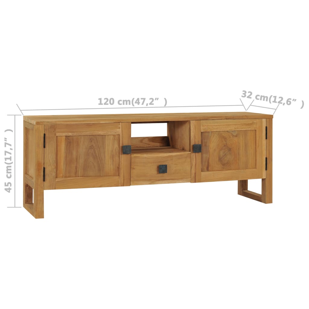 TV-taso 120x32x45 cm täysi tiikki - Sisustajankoti.fi