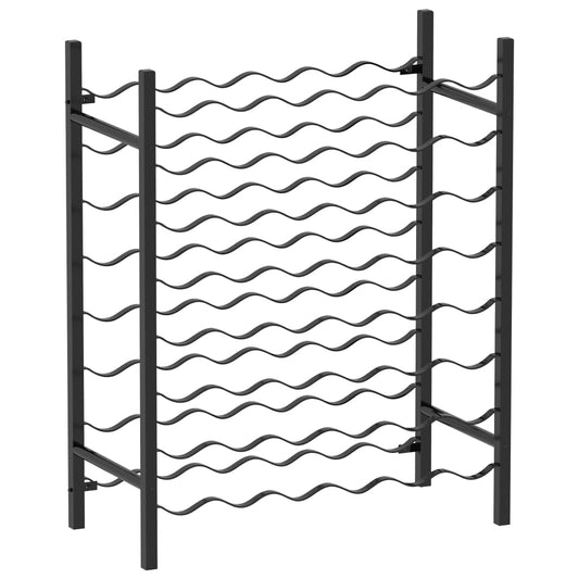 Viinipulloteline 48 pullolle musta metalli - Sisustajankoti.fi