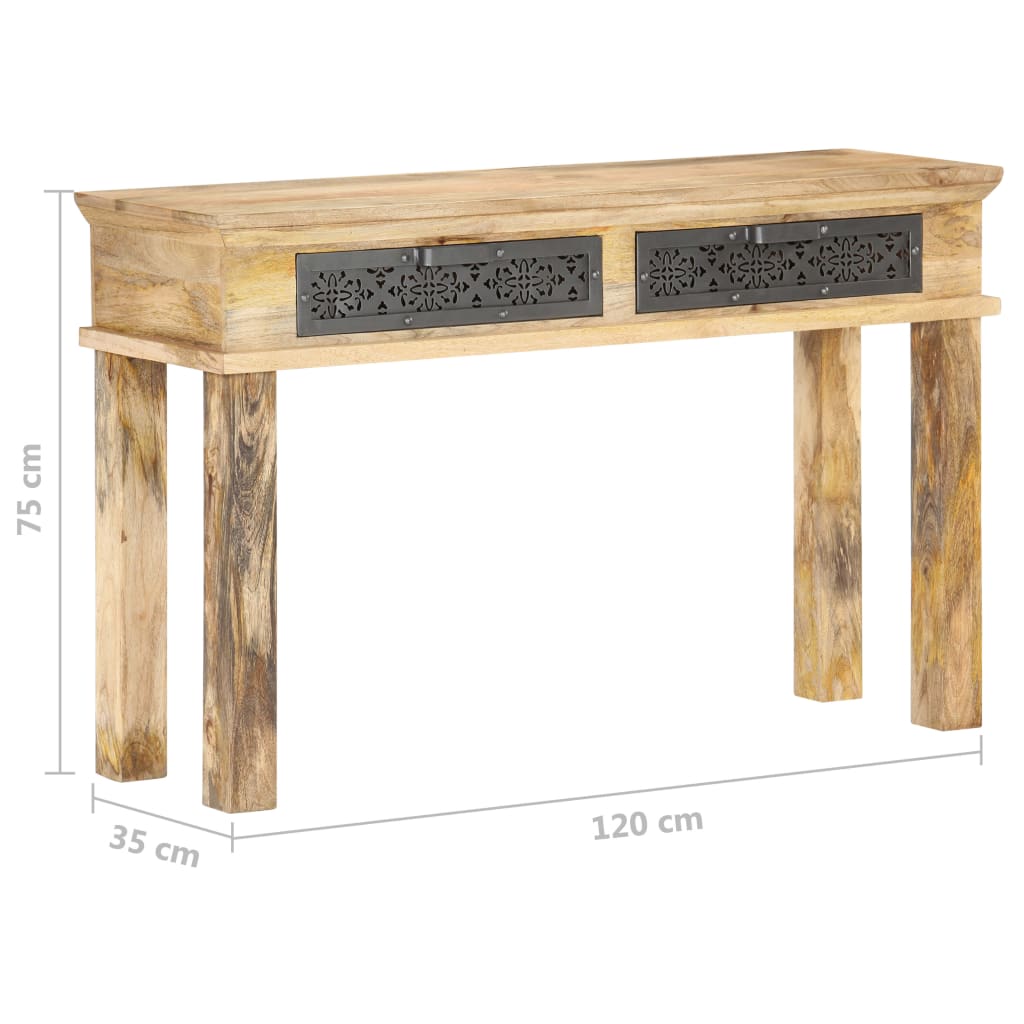 Konsolipöytä laatikoilla 120x35x75 cm täysi mangopuu - Sisustajankoti.fi