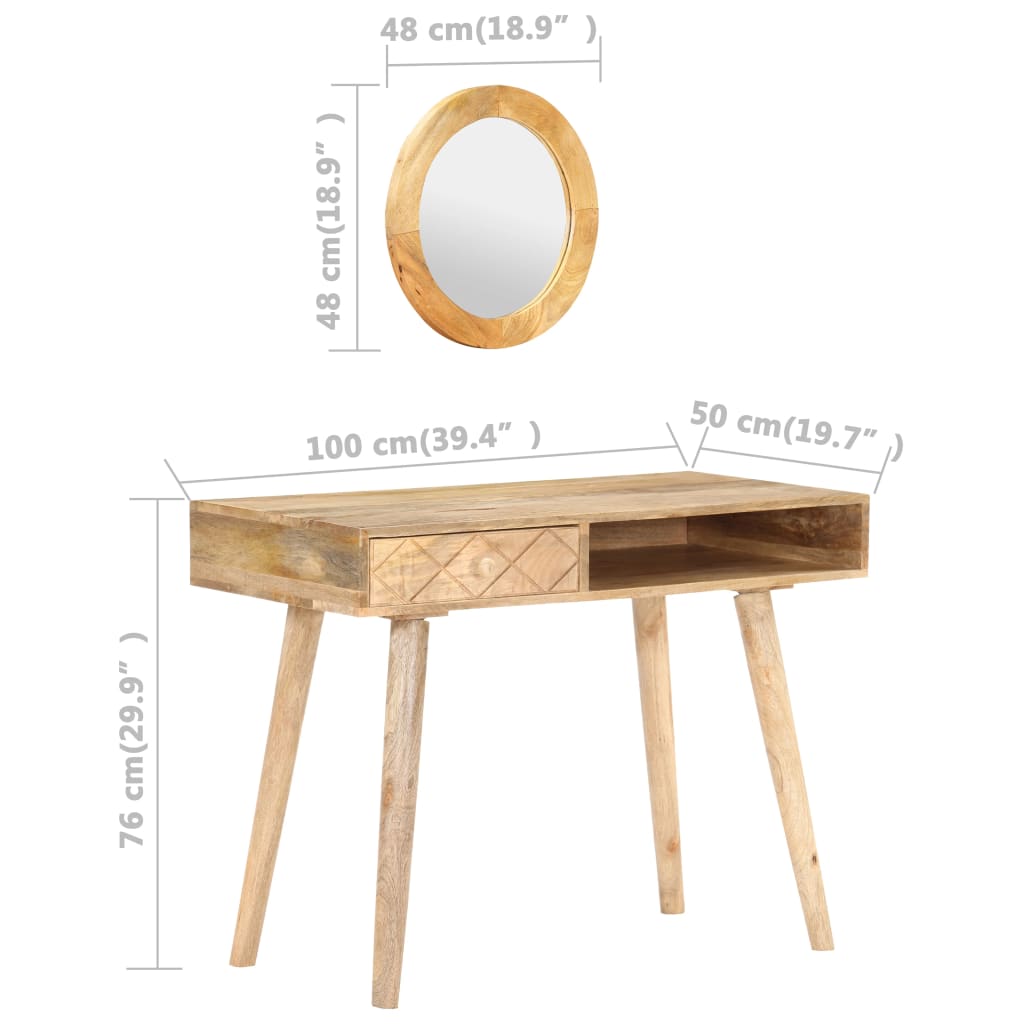 Pukeutumispöytä 100x50x76 cm täysi mangopuu - Sisustajankoti.fi