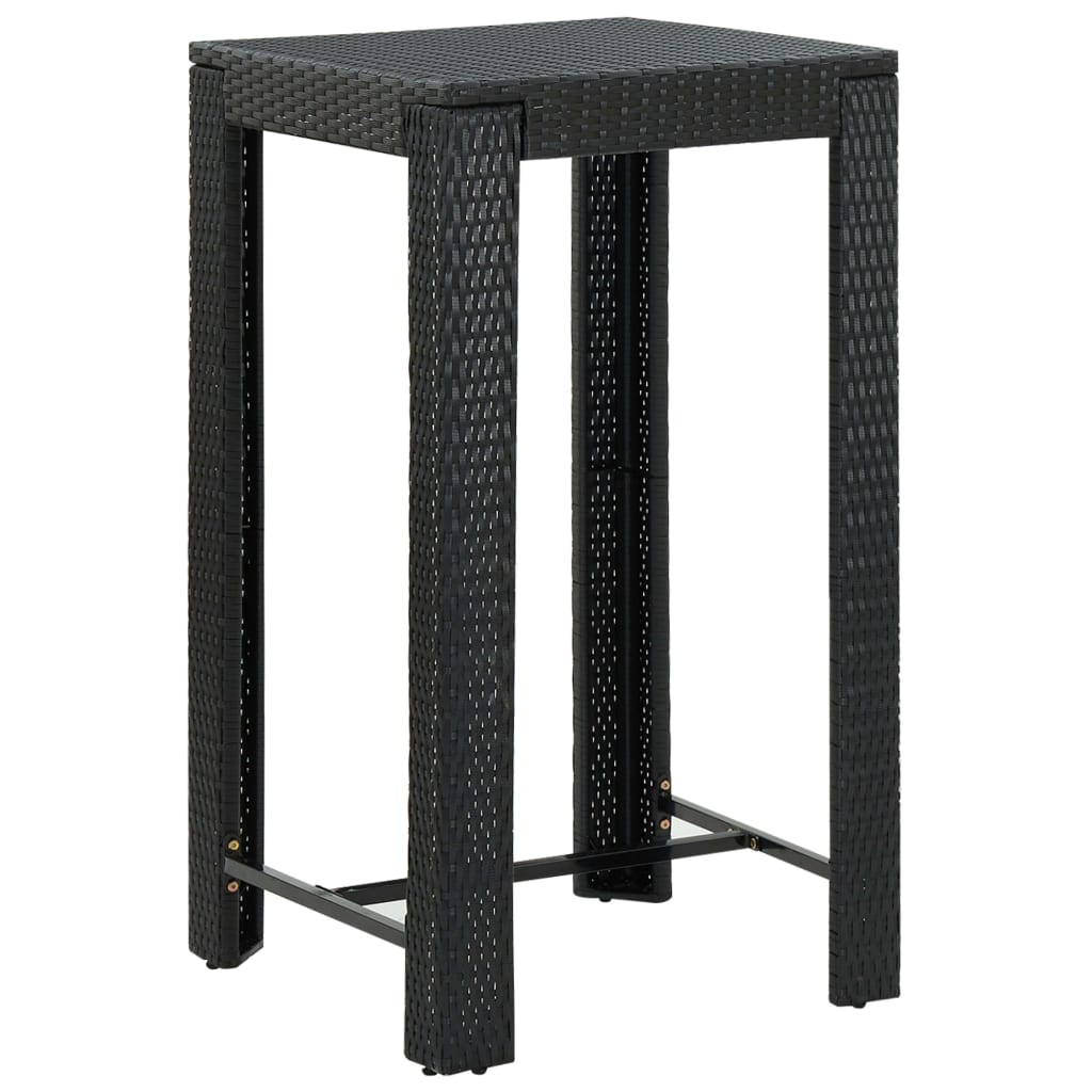Puutarhan baaripöytä musta 60,5x60,5x110,5 cm polyrottinki - Sisustajankoti.fi
