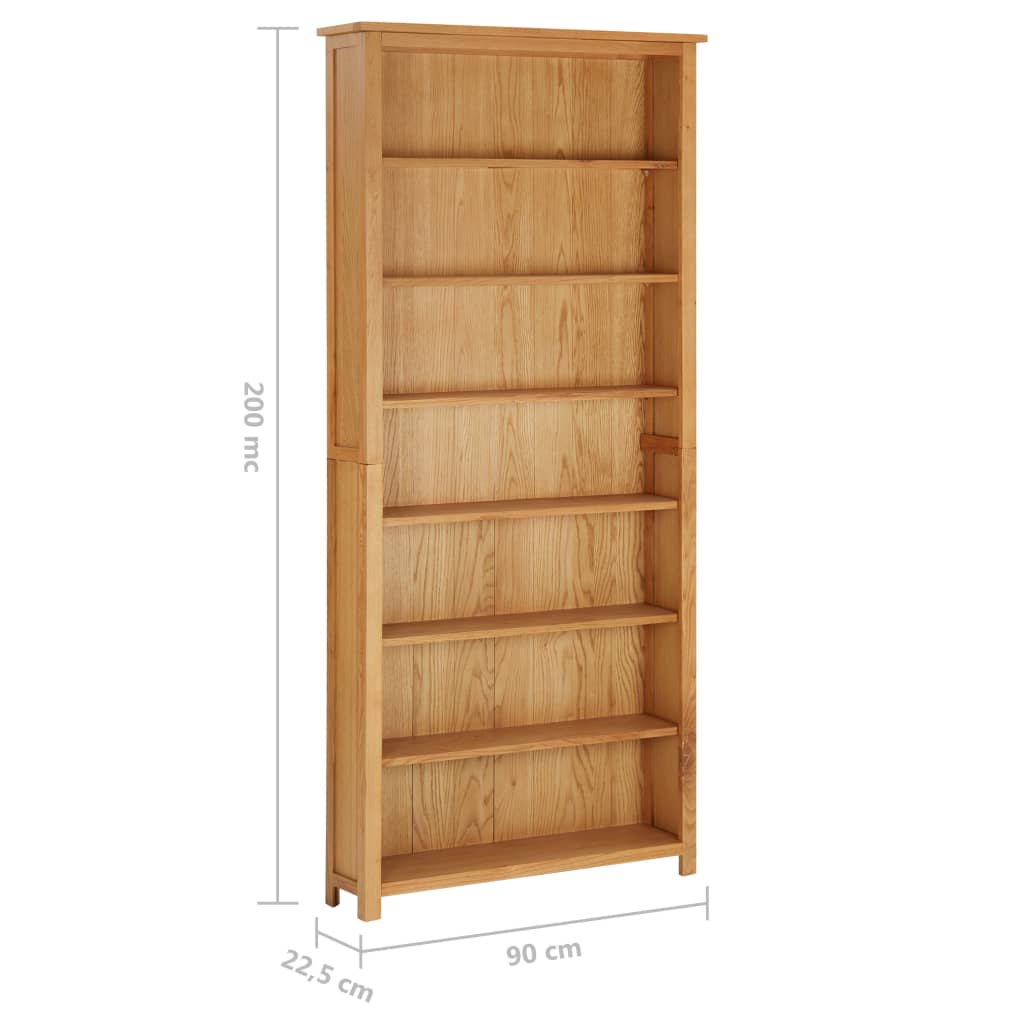 7-kerroksinen kirjahylly 90x22,5x200 cm täysi tammi - Sisustajankoti.fi