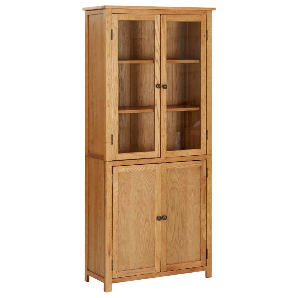 Kirjahylly 4 ovella 80x35x180 cm täysi tammi ja lasi - Sisustajankoti.fi