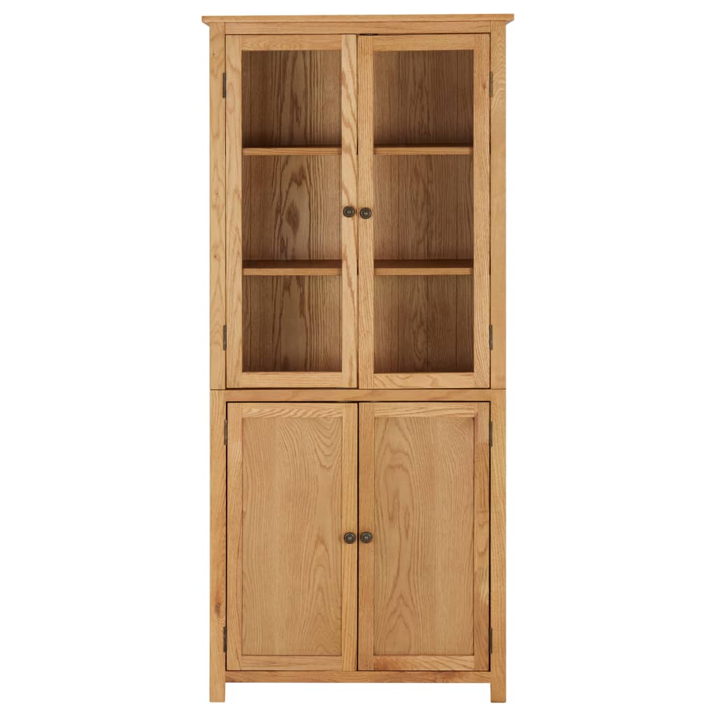 Kirjahylly 4 ovella 80x35x180 cm täysi tammi ja lasi - Sisustajankoti.fi