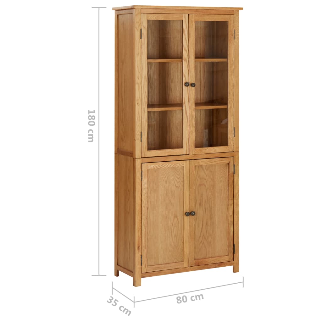 Kirjahylly 4 ovella 80x35x180 cm täysi tammi ja lasi - Sisustajankoti.fi