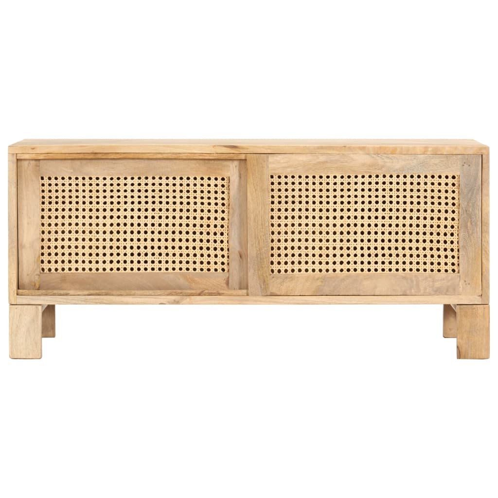 Sohvapöytä 90x50x40 cm täysi mangopuu ja luonnonruoko - Sisustajankoti.fi
