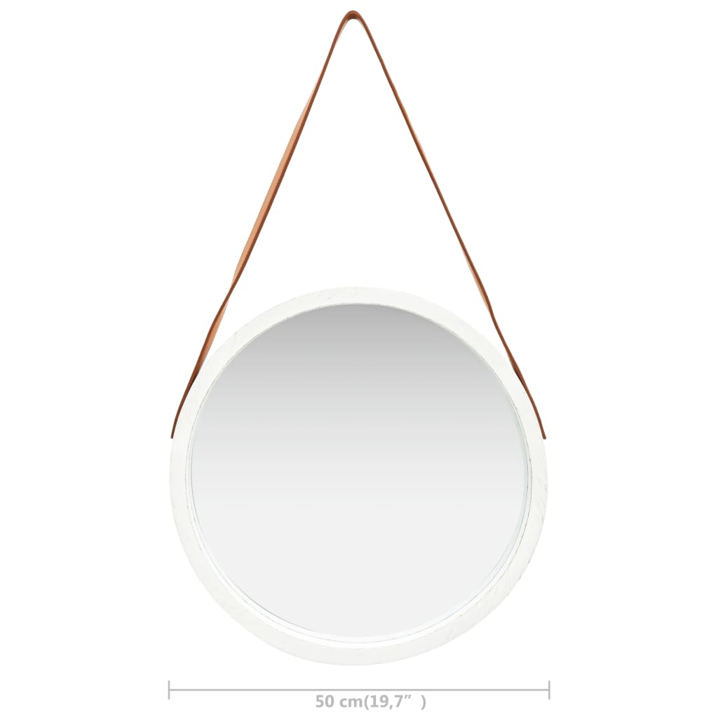 Seinäpeili hihnalla 50 cm valkoinen - Sisustajankoti.fi