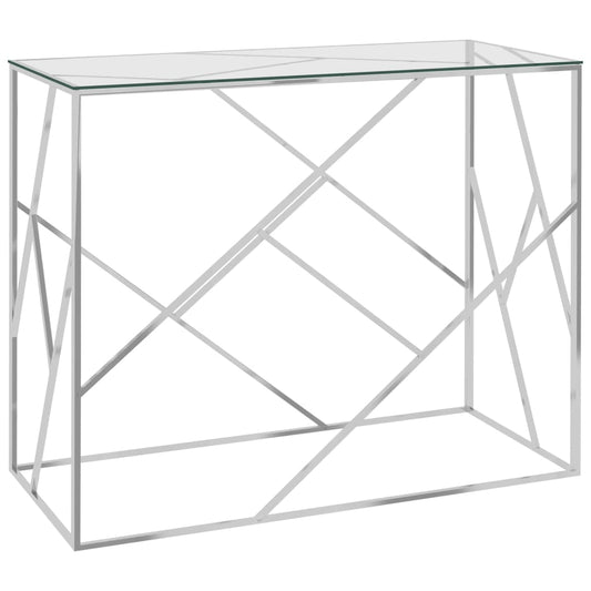 Sivupöytä hopea 90x40x75 cm ruostumaton teräs ja lasi - Sisustajankoti.fi