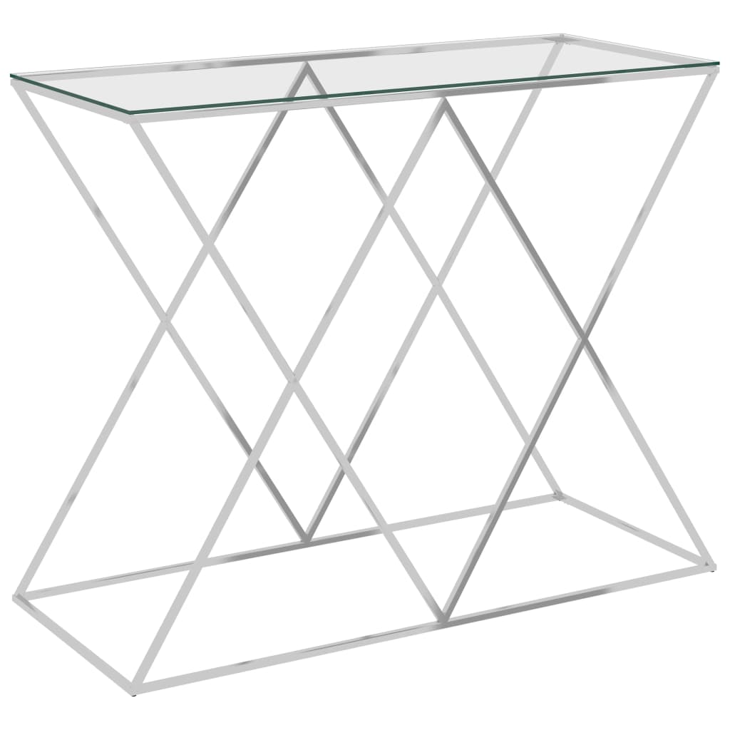Sivupöytä hopea 90x40x75 cm ruostumaton teräs ja lasi - Sisustajankoti.fi